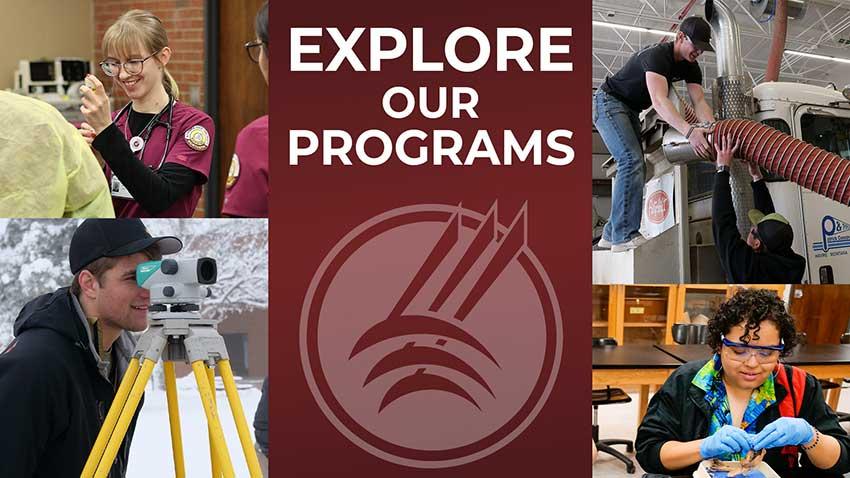 Explore our Programs - link to degrees & programs list - photos of students